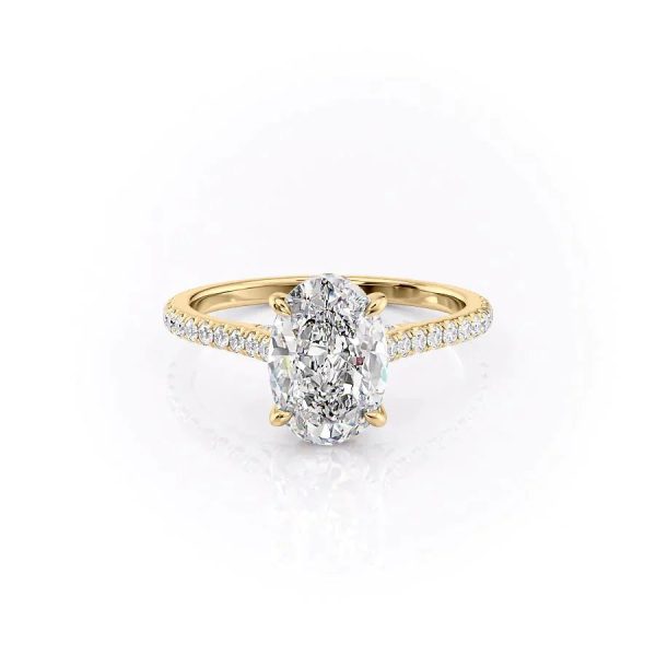 The Pave Natalie Set With A 1.5 Carat Oval Lab Diamond Hot on Sale