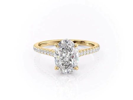 The Pave Natalie Set With A 3 Carat Oval Lab Diamond on Sale