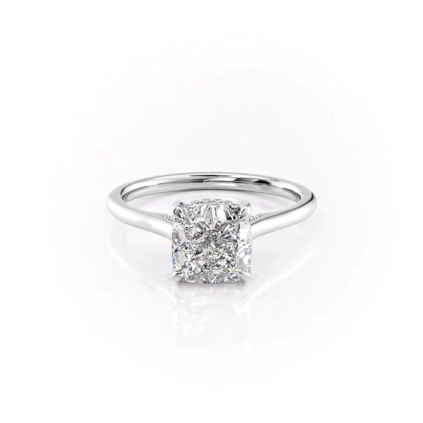 The Natalie Set With A 2.5 Carat Cushion Lab Diamond For Sale